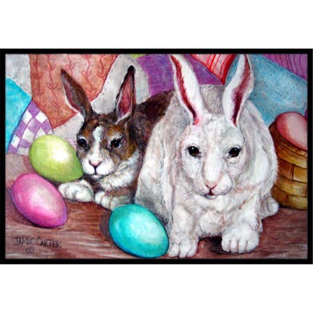 Carolines Treasures Buddy Buddies Easter Rabbit Indoor and Outdoor Mat- 24 x 36 in. PJC1064JMAT
